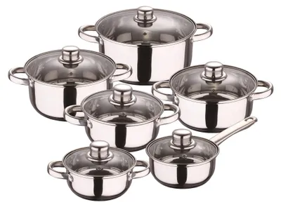 Produktbild von 12-teiliges RVS Kochset mit Induktionsboden und ergonomischen Griffen