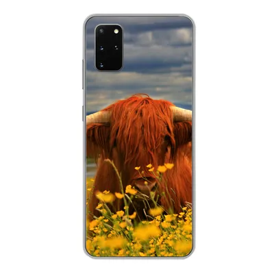 Produktbild von MuchoWow® Handyhülle Schutzhülle Hülle für Samsung Galaxy S20 Plus Schottischer Highlander - Tiere - Blumen Silikon Softcase Handy Hülle - Hartschale