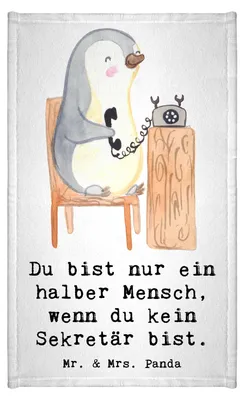Produktbild von Mr. & Mrs. Panda Handtuch Sekretär Herz - Weiß - Geschenk, baumwolle, Frotteehandtuch, Baumwollhandtuch, für hände, Klein