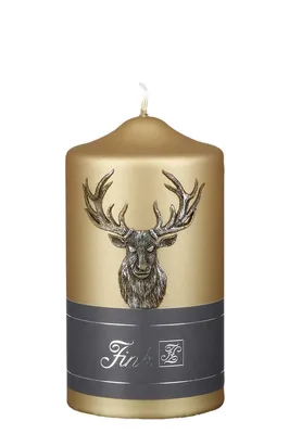 Produktbild von Fink CANDLE, Stumpenkerzen, Paraffin, goldfarben, L. 8 cm, B. 8 cm, H. 15 cm, D. 8 cm Höhe: 15.00 cm Breite: 8.00 cm Tiefe: 8.00cm Durchmesser: 8.00 cm 172014