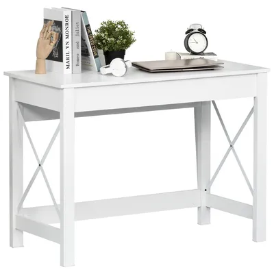 Produktbild von Moderner PC-Schreibtisch im minimalistischen Design, aus Holz und Stahl, 105 x 50 x 76 cm, Wei?