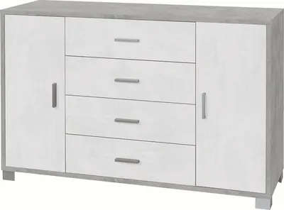 Immagine prodotto di Mobile 2 Ante 4 Cassetti 136x86x41 cm Cemento/Ossido Bianco