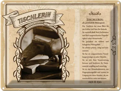 Produktbild von vianmo Blechschild 30x40 cm Tischlerin Holzexperte Auto Garage Werkstatt