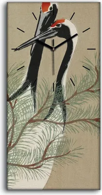 Produktbild von Wandbild Leinwand Bilder mit Uhr 30x60 Malerei Tiere Vögel Zweige Kunst - schwarze Hände
