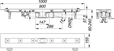 Produktbild von Dallmer Duschrinne CeraLine Plan F 900mm, DN50