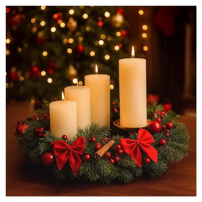 Produktbild von Rustikale Adventskerzen Creme 4er Set Ø 6 cm – Stumpenkerzen aus Wachs für Weihnachtsdekoration, Adventskranz und Tischdekoration, lange Brenndauer