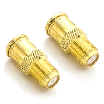 Produktbild von deleyCON F-Quick Stecker Schnellverbinder F-Buchse auf F-Stecker F-Quick Stecker auf F-Kupplung ohne Schrauben Vergoldet - 2 Stück