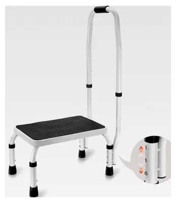 Produktbild von Haushaltsleiter 810 x 417 x 285 mm faltbare Trittleiter aus Stahl 1 Stufe 150 kg Tragfähigkeit Klapptritt Einzellstufenleiter 810 mm hoch rutschfester Tritthocker