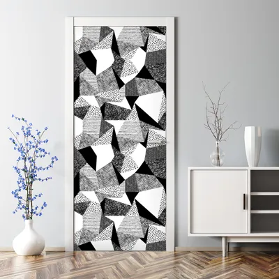 Produktbild von Dekorative Aufkleber selbstklebend Klebefolie Wandaufkleber Türposter Ethnische Dreiecke 70 x 200 cm