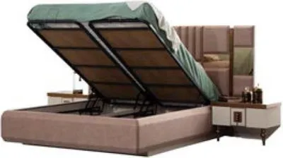 Produktbild von Luxus Bett Schlafzimmer Italienische Möbel Neuartiges Material Holz Braun