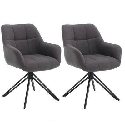 Immagine prodotto di Sedia da pranzo Casa Dolce con braccioli POLONIA, grigio scuro, set di 2, 60x62x82 cm, girevole a 180°, struttura in metallo, carico massimo 120 kg
