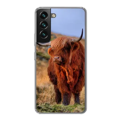 Produktbild von MuchoWow® Handyhülle Schutzhülle Hülle für Samsung Galaxy S22 Schottische Highlander - Gras - Steine Silikon Softcase Handy Hülle - Mobiltelefonhülle