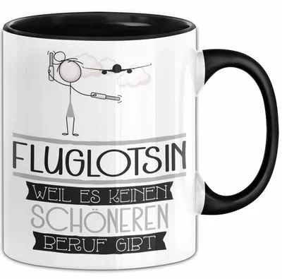 Produktbild von Fluglotsin Weil Es Keinen Schöneren Beruf Gibt Tasse Geschenk für Eine Fluglotsin Lustig (Schwarz)