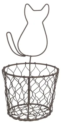 Produktbild von Clayre & Eef Aufbewahrungskorb Ø 13x25 cm Braun Metall Katze