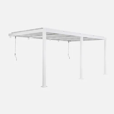 Produktbild von sweeek - Bioklimatische Wand Pergola mit Lamellendach Palace 3x5m - Weiß