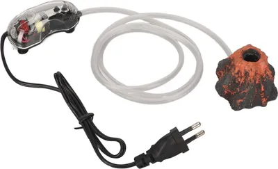 Image de Lazmin112 Aquarium Airbubbler Volcan Ornement unique d'explosion de lave Kit de pompe à oxygène pour réservoir de poissons, décoration vivante de paysage sous-marin (prise UE 220 V)