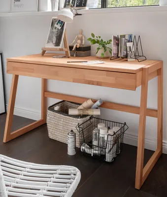 Produktbild von Schreibtisch Massivholz mit Auszug Buche CUENCA-137