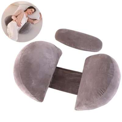 Image de Coussin de grossesse,Coussin d'allaitement en forme de U Coussin pour dormir sur le côté, double talon compensé en coton, Coussin pour le corps Soutien pour les jambes,avec housse amovible en coton（Gris foncé,velours）