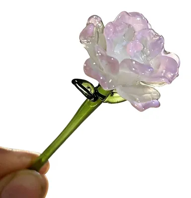 Produktbild von Mini-Glasblumenfigur, handgefertigt, transparenter Blumenstrauß aus Kunstkristall, Sammlerstück, mundgeblasen, Tischdekoration für Muttertag, Geburtstag, Valentinstag.