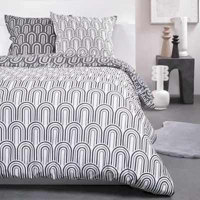 Image de Parure de Lit 2 Personnes Today Sunshine, 220x240 cm, Coton Imprimé, 2 Taies d'Oreiller 63x63 cm, Gris