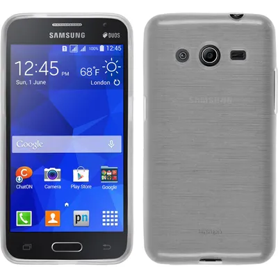 Produktbild von PhoneNatic Case kompatibel mit Samsung Galaxy Core 2 - weiß Silikon Hülle brushed + 2 Schutzfolien