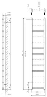 Productafbeelding van Sapho METRO LIGHT handdoekradiator, 300x1500 mm, mat zwart