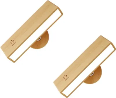 Produktbild von 2er-Set Nachttischlampen – Kabellose Wandleuchten – Wiederaufladbar, LED, Holz – Kabellose Wandlampe, Kabellose LED-Wandlampe