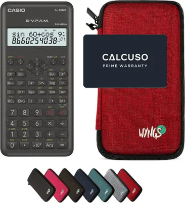 Produktbild von Casio fx-82MS 2nd edition inkl. WYNGS Schutztasche Rot - Wissenschaftlicher Taschenrechner - Basic Set