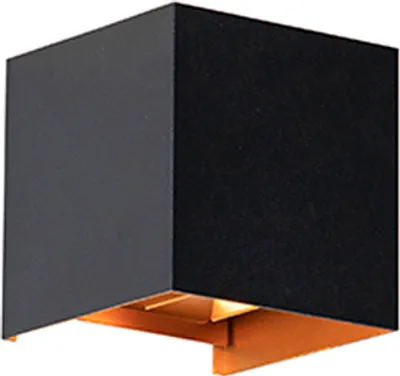 Produktbild von Außenwandleuchte Schwarz mit Gold inkl  LED 2 Flammig IP54 Edwin