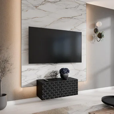 Produktbild von MEBLINI TV-Schrank 100cm Lang - Fernsehschrank - TV Lowboard Industrial - Unterschrank für Fernseher - TV-Unterschrank - TV-Schrank - Hängeschrank - CALIO - 100x40x41cm - Schwarz Matt