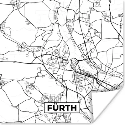 Produktbild von MuchoWow® Poster Karte - Fürth - Stadtplan 50x50 cm - Wohnzimmerdekoration