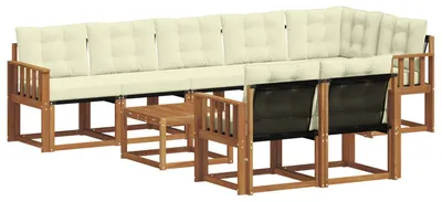 Produktbild von vidaXL Outdoor-Sofagarnitur mit Kissen 9 pcs Natur und Creme