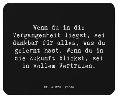 Produktbild von Mr. & Mrs. Panda Mouse Pad Spruch Freude und Vertrauen - Schwarz - Geschenk, mauspad laptop, Glück, Zufriedenheit, Lernen, mousematte, Gefühle, schenken, Motivation
