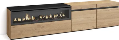 Immagine prodotto di COZY Mobile TV Soggiorno, 200x35x45cm, Per TV fino a 80, Camino elettrico, Rovere e Nero