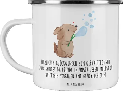 Produktbild von Mr. & Mrs. Panda Pott 2006 Geburtstag - Weiß - Geschenk, Happy Birthday, Jubiläum, feiern, Campingtasse, inspirierend, Teetasse, Emaille Becher, Geburtstagsparty, Alter