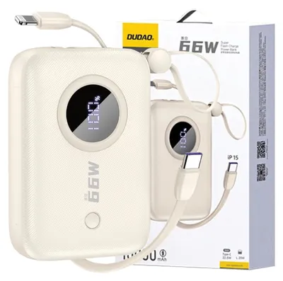 Obrázek produktu pro DUDAO K14-W, 10000 mAh, Lithium-ion (Li-ion), Power Delivery, Quick Charge 3.0, Béžová