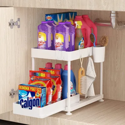 Produktbild von Waschbecken Regal, Küchenschrank Organizer, Spülschrankregal Organizer Unter Waschbecken Regal