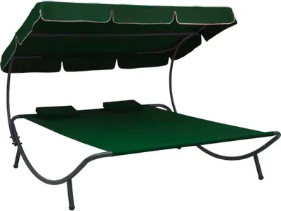 Produktbild von Sonnenliege mit Sonnendach und Kissen Grün