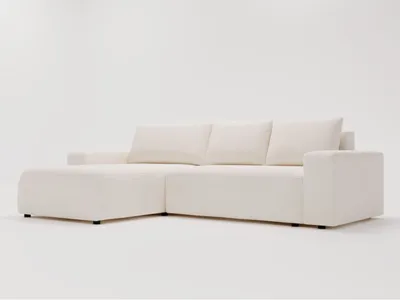Produktbild von GrainGold Ecksofa L-Form Tazones Links - Ecksofa mit Schlaffunktion, Bettkasten - Moderne Ecksofa, Wohnzimmer Sofa - Eckcouch Creme (Komodo 10)