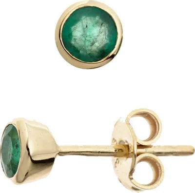 Produktbild von Ohrringe Ohrstecker Stecker mit Smaragd grün 333 Gold Gelbgold schlicht
