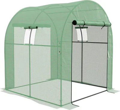 Image de Serre de jardin serre tunnel de jardin 3,24m2 PE Haute densitšŠ 135 g/m2, avec 2 portes zippšŠes 180 x 180 x 200 cm, vert