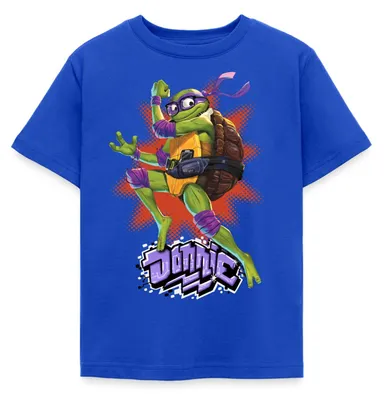 Produktbild von Spreadshirt TMNT Mutant Mayhem Turtle Donnie Kinder T-Shirt, 110/116 (5-6 Jahre), Royalblau