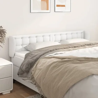 Produktbild von The Living Store Kopfteil mit Ohren Weiß 203x23x78/88 cm Kunstleder