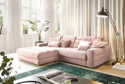 Produktbild von KAWOLA Sofa LANA Ecksofa Cord rosa Recamiere links