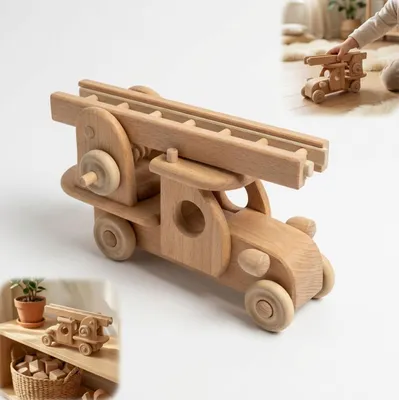 Immagine prodotto di Auto dei pompieri in legno per bambini: il regalo perfetto per un bambino