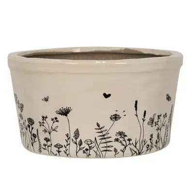 Obrázok produktu pre Clayre & Eef Kvetináč Ø 20x11 cm Béžová čierna keramika
