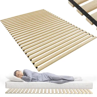 Immagine prodotto di Rete a doghe arrotolabile Legno di abete - 140 x 200 cm - 23 doghe - Portata 300 kg