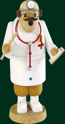 Productafbeelding van Rookfiguur van een dokter met stethoscoop, hoogte = 18 cm, nieuw