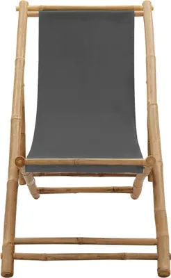 Image de vidaXL Chaise longue bambou et toile gris foncé