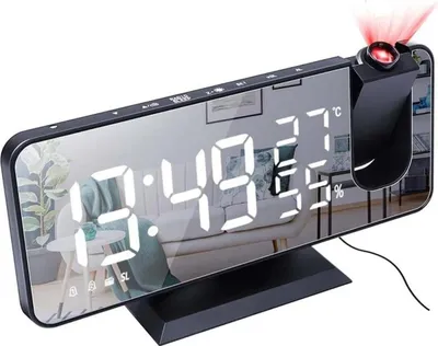 Immagine prodotto di Sveglia Con Proiettore Digitale Radio Temperatura Umidita' Specchio Usb Dimmer